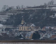 Tele-Blick nach Nordwesten auf Wasenweiler am 12.1.2010 - Schnee